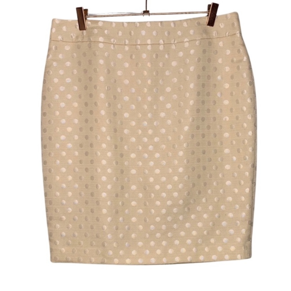 Ann Taylor Cream Polka Dot Pencil Skirt
